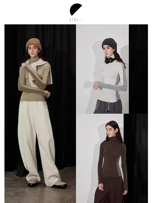 半圆/D24402578/冬季加绒保暖高领打底衫 商品图1