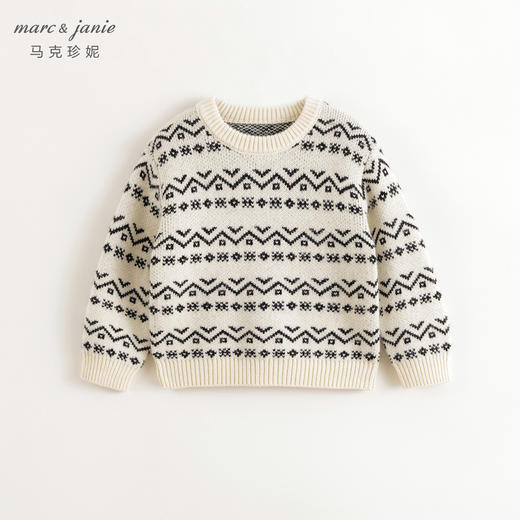 【绵羊毛】马克珍妮男童条纹印花毛衣儿童针织衫秋冬新款241696 商品图2