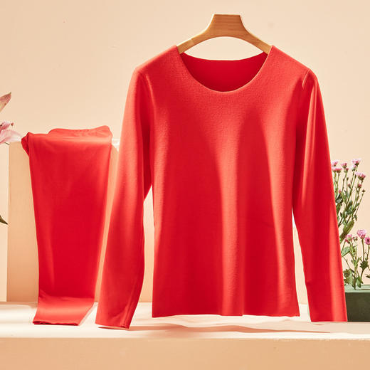 新款本命年大红色保暖内衣套装情侣结婚喜庆男女款秋衣秋裤批发 商品图2