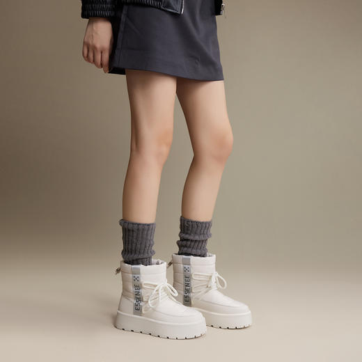 千百度厚底时尚雪地靴女款冬季棉鞋防滑暖暖靴加厚短靴子A24718583 商品图2