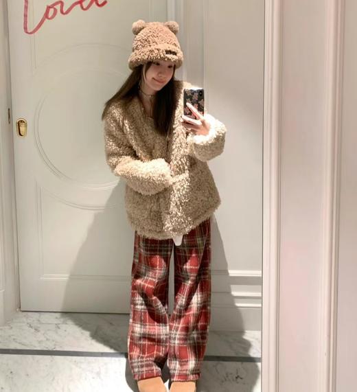 秋冬【复古毛呢格子裤】氛围感高腰垂感直筒毛呢阔腿裤 休闲加绒裤子圣诞风 商品图4