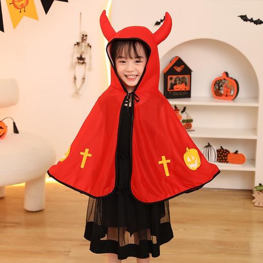 【变身万圣“小恶魔”】万圣红黑牛角小披风 适合80-120cm cosplay表演起来 万圣节装扮 商品图2