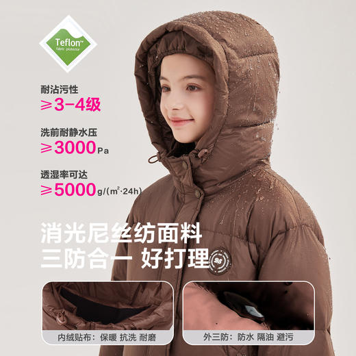 笛莎Deesha青少年女童羽绒服2024冬季新款复古学院风中长款休闲面包羽绒服 商品图2