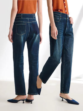 【孤品 捡漏】巨好穿的 EP 高弹 秋冬款 微绒水洗蓝牛仔裤  蓝色两粒扣 拉绒牛仔裤 磨毛牛仔裤