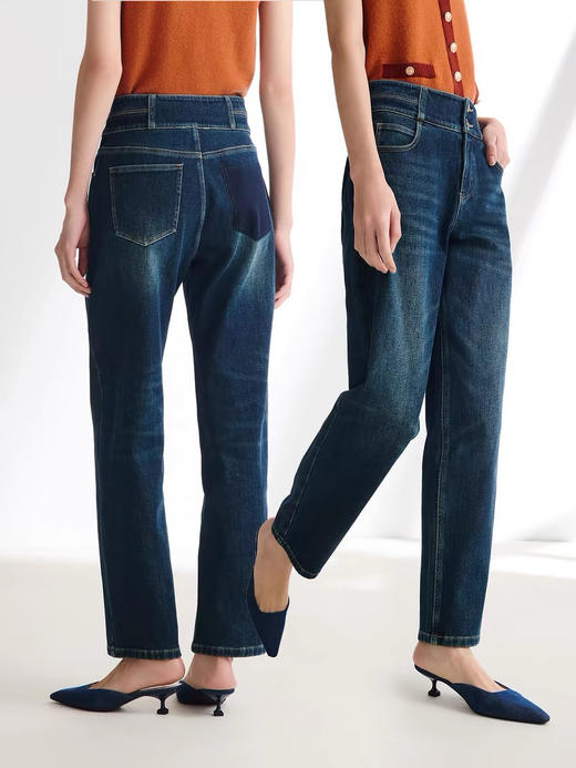 【孤品 捡漏】巨好穿的 EP 高弹 秋冬款 微绒水洗蓝牛仔裤  蓝色两粒扣 拉绒牛仔裤 磨毛牛仔裤 商品图0