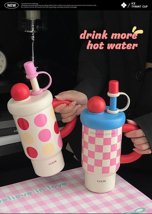 GOOM巨无霸保温杯2024新款高颜值大容量防漏吸管水杯茶水分离杯子 YD 商品图6