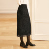 OLrain欧芮儿法式黑色半身裙女冬季2024年新款气质珠片开叉直筒裙 商品缩略图1