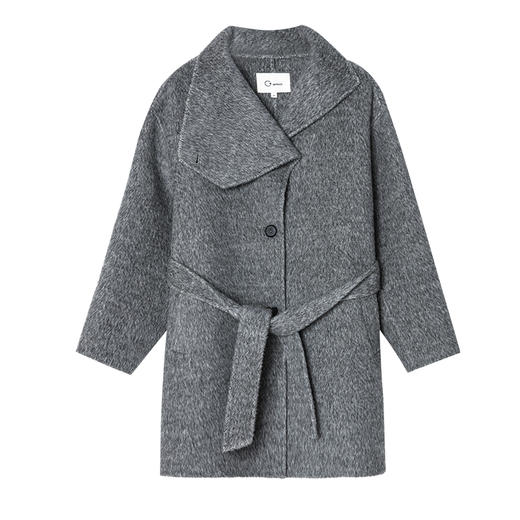 西嘉|羊驼羊毛混纺 高智淡人风双面毛呢大衣外套女2024秋冬高级感 商品图4