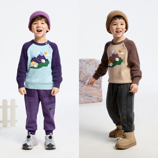男童插肩袖萌趣毛衣冬季新款安奈儿童装实体店同款XB444639 商品图3