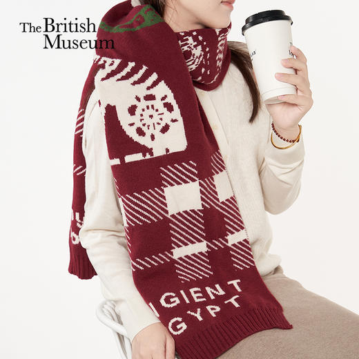 大英博物馆 盖亚·安德森猫系列 提花围巾 帽子 保暖节日套装礼盒 商品图0