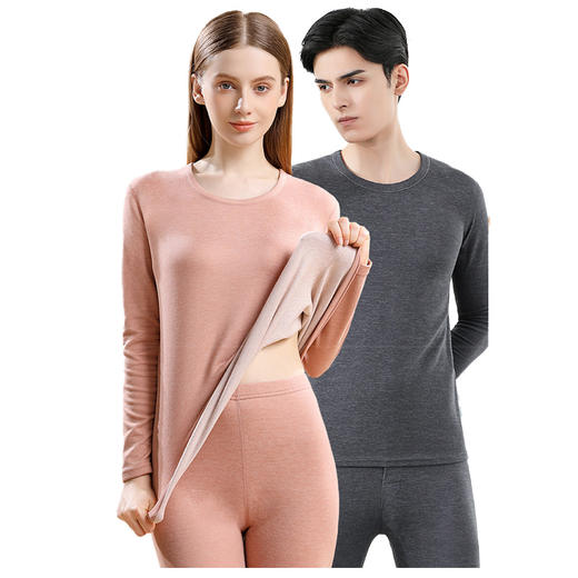 羊绒蚕丝男女套装加厚加绒秋衣秋裤德绒保暖内衣情侣打底打底衫冬 商品图4