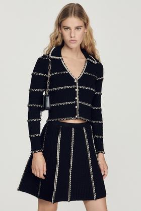 Le Malene 法式优雅花边设计上衣半裙针织套装 17370