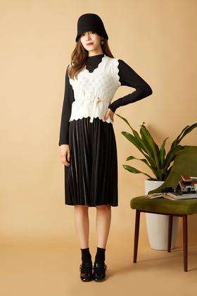 Le Malene 波浪边马甲百褶裙套装 10523