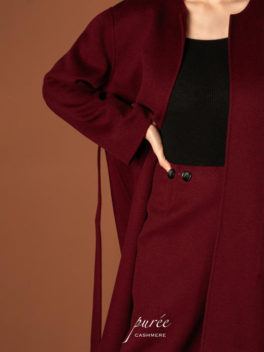 Puree｜#0717 双面羊毛羊绒手工半身裙 [ 勃艮第红 ] 商品图2