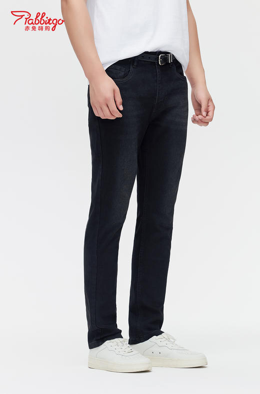 赤兔嗨购男装宽松直筒弹力不束缚牛仔裤2024年秋冬新款水洗黑色蓝色长裤宽腿 商品图2