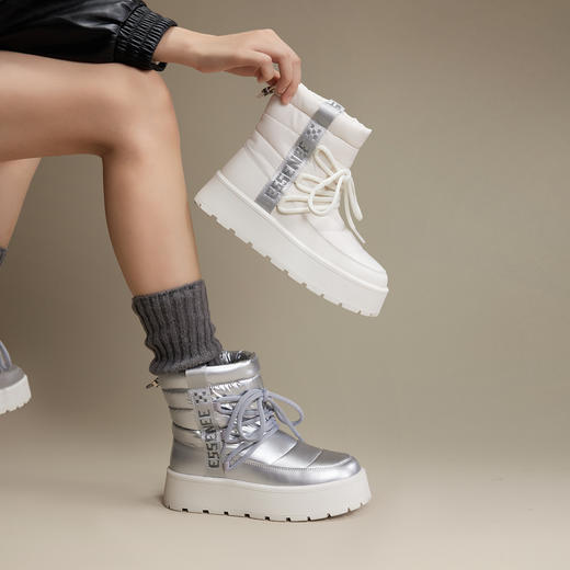 千百度厚底时尚雪地靴女款冬季棉鞋防滑暖暖靴加厚短靴子A24718583 商品图1