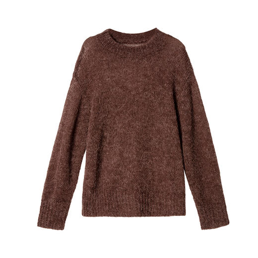 西嘉|羊驼羊毛混纺 朦胧微透感宽松针织罩衫套头毛衣女2024年秋冬MY2404036
 商品图5