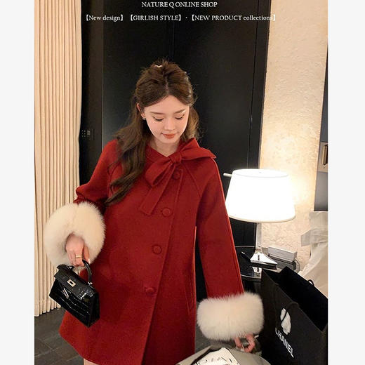 西遇中长款法式斗篷大衣女冬季新款富家千金风暖和毛呢上衣SS141268 商品图3