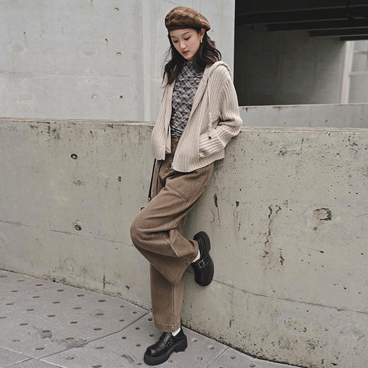 【顺丰包邮】12330 洛诗琳高定100羊毛显瘦韩系连帽针织开衫外套583 商品图2