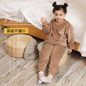 仙女暖暖裤儿童套装女加绒珊瑚绒外穿懒人睡衣睡裤家居服套装男童