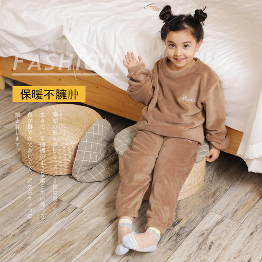 仙女暖暖裤儿童套装女加绒珊瑚绒外穿懒人睡衣睡裤家居服套装男童 商品图0