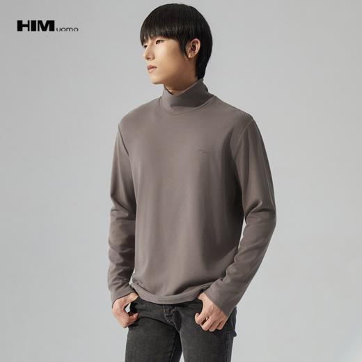HIM漢崇  柔软舒适纯色高领T恤男休闲合身内搭长袖打底衫 2025冬季 商品图0
