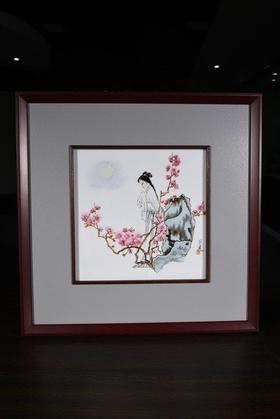 粉彩仕女图瓷板