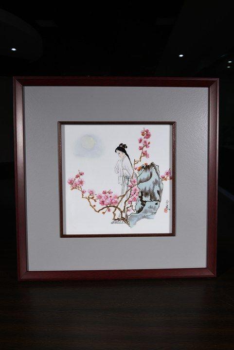 粉彩仕女图瓷板 商品图0