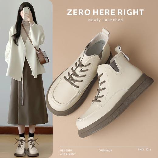 ZHR则则马丁靴女2024新款秋冬厚底英伦短靴子圆头平底百搭ins女靴 商品图3