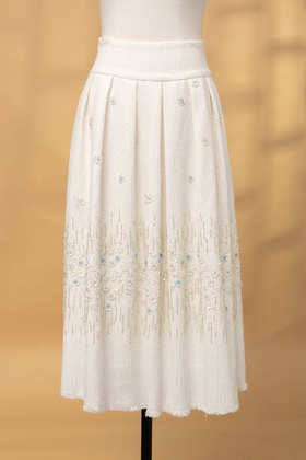 荷言GL 雪落枝 新中式钉珠刺绣小香风毛呢半裙秋冬（可搭配雪落梅）