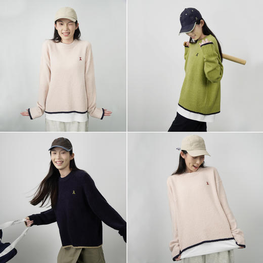 【品牌直发-超值秒杀】ACMEITEM爱棵米 户外情侣保暖圆领毛衣宽松柔软绣花毛衫男女GAF3200205G 商品图3