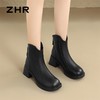 ZHR粗跟多巴胺短靴2024新款气质加绒瘦瘦靴轻便马丁靴切尔西靴 商品缩略图4