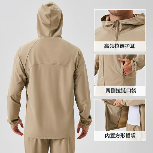 跃牌【欲动春风】男装系列 男士运动外套秋冬拉链防风帽杉跑步健身夹克41522 商品图1