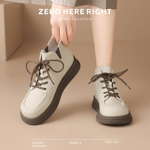 ZHR则则马丁靴女2024新款秋冬厚底英伦短靴子圆头平底百搭ins女靴 商品图5
