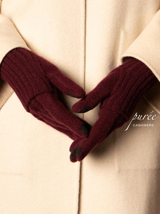 Puree｜#1955 可触屏羊绒针织手套 [ 灰 / 红 / 棕 / 蓝  ] 商品图3