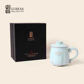 陆宝泡茶杯祥云如意陶瓷杯带盖办公室喝茶杯送礼佳品 如意成双泡茶杯//茶叶罐