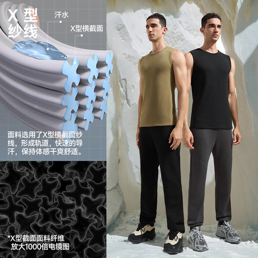素湃Supield热力绒加绒背心男抗静电吸汗干爽7A抗菌东北冬季内搭 商品图2