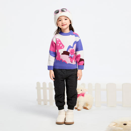 女童保暖中领毛衣满版提花冬季新款安奈儿童装实体店同款XG444592 商品图3