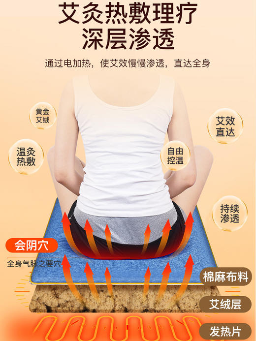 自然醒电加热艾绒坐垫艾草垫子办公室坐灸椅子毯艾绒红花热敷包臀部座垫BNHA 商品图4