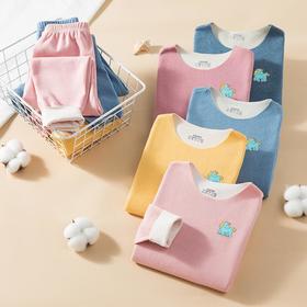 儿童秋冬加绒保暖内衣套装AB面磨毛无痕圆领修身中大童秋衣秋裤