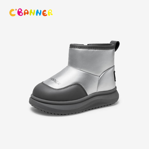 千百度童鞋厚底加绒保暖时尚雪地靴男女冬季暖暖短靴棉鞋A24760307 商品图1