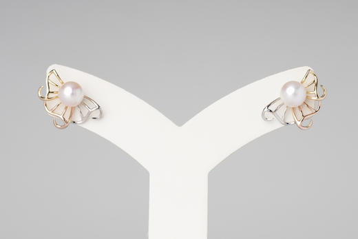 「扇」Akoya珍珠14k金耳钉 商品图1