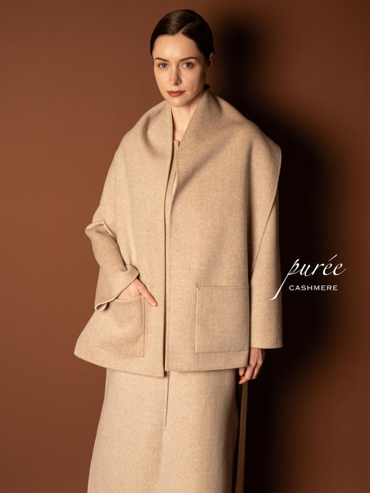 Puree｜#0727S 双面口袋围巾羊毛羊绒 [ 勃艮第红 / 灰蓝 / 白杏 ] 商品图8