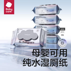 babycare纯水湿厕纸巾家庭实惠装男女洁厕所擦屁股套装80抽