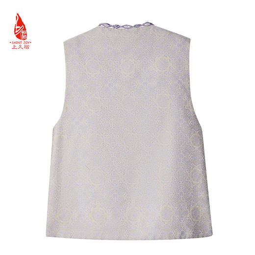 SAINTJOY/上久楷 女式宋锦马甲 中式上衣 中国风 复古 绿地团花纹氈罽 CY1044207027 商品图8