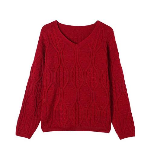 CC-27-24170打底衫宽松遮肚子鸡心领针织内搭上衣2024新款秋冬套头毛衣女 商品图4