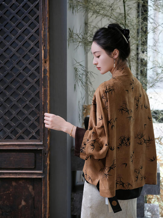 盛唐牡丹 |真丝提花香云纱文竹外套 商品图5