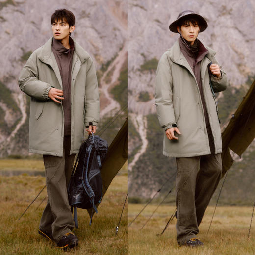 防护外套|森马羽绒服男中长款冬季三防连帽外套纯色oversize 商品图3