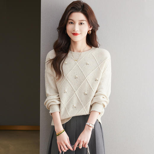 CC-27-24168好看宽松打底衫遮肚子亮片针织衫上衣2024新款秋冬新年红色毛衣女 商品图2