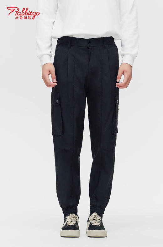 赤兔嗨购2024年新款日系多口袋直筒束脚休闲裤工装裤男士宽松大码美式束脚运动休闲裤子 商品图3